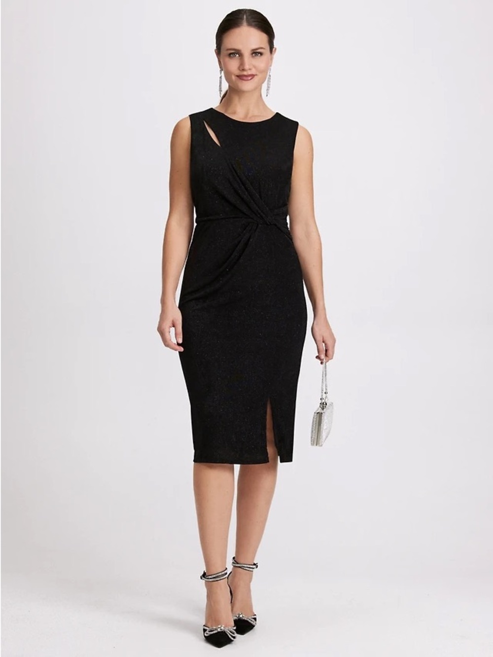 Laura - Twist-Front Glitter Knit Dress
